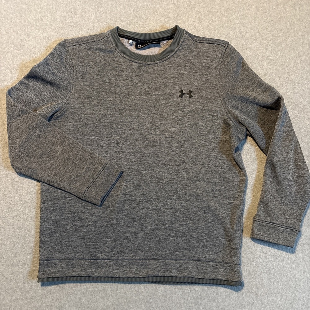 Under Armour Golf Sweatshirt Mens L Gray ColdGear Crewneck Loose Fit Pullover